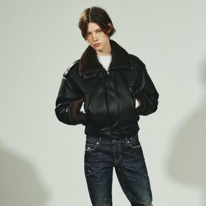 (#22) Zara DOUBLE-FACED FAUX LEATHER BOMBER JACKET